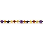 Natural Baltic Amber Junior Necklace with Amethyst. Baroque 5mm - JN83-B