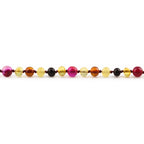 Natural Baltic Amber Junior Necklace with Pink Lace Agate. Baroque 5mm - JN97