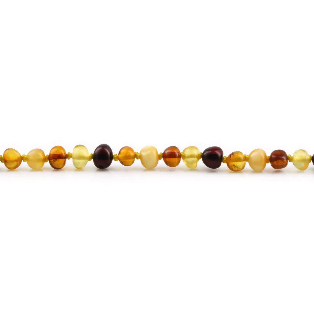 Baltic Amber Teething Bracelet. Baroque Multicolour 5mm - XB54M1