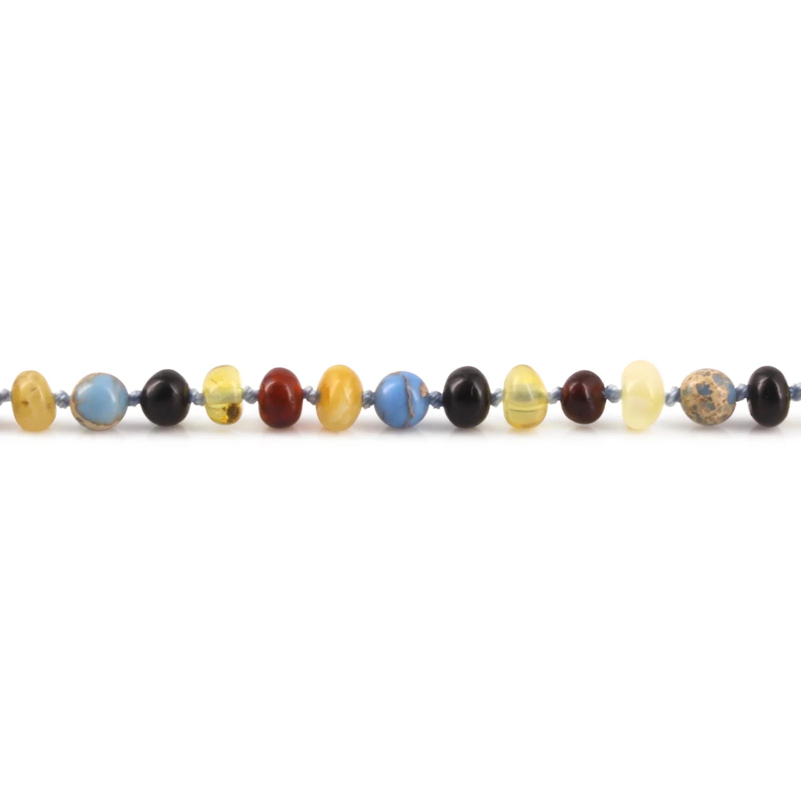 Baltic Amber Teething Necklace with Sky Blue Imperial Jasper. Baroque 4mm - LE466-S