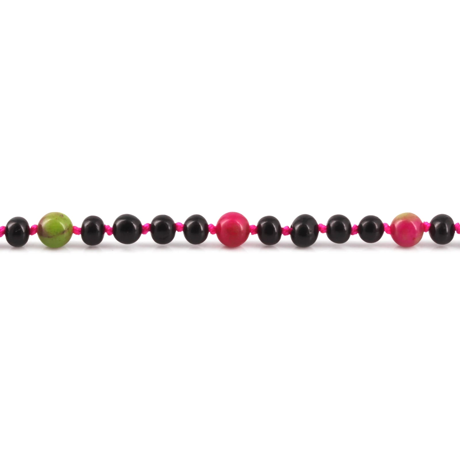 Baltic Amber Teething Necklace with Pink Jade. Baroque 5mm - LE564