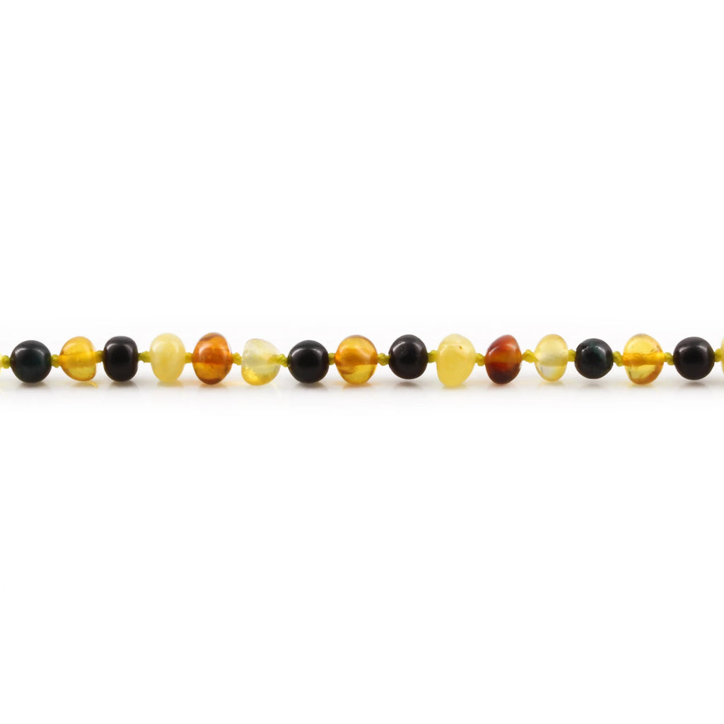 Baltic Amber Teething Necklace with Blue Tiger Eye. Baroque 4mm - LE514 V2