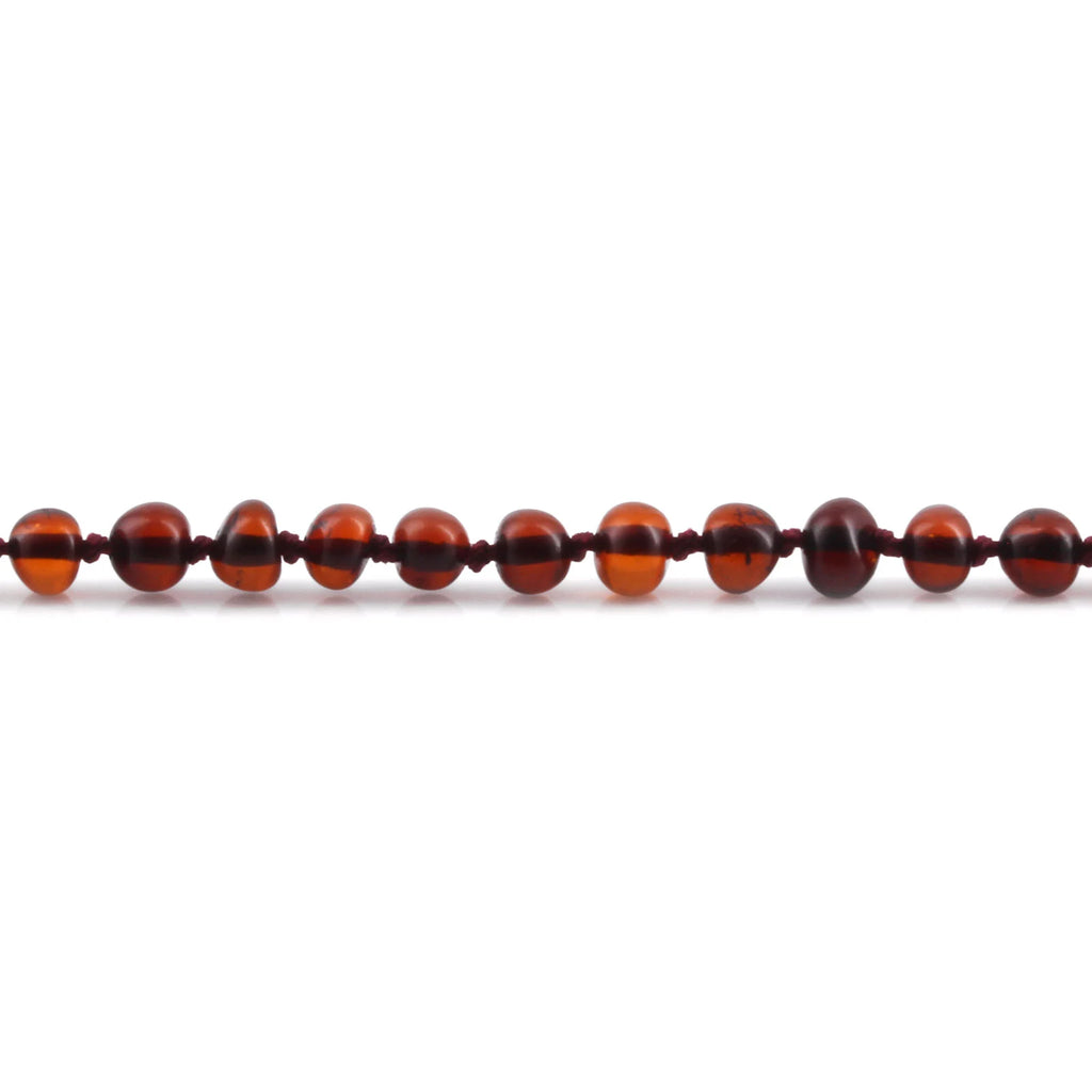 Baltic Amber Teething Bracelet. Baroque Dark Cognac 5mm - XB54DC