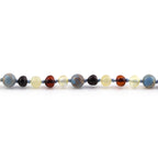 Baltic Amber Teething Bracelet with Sky Blue Imperial Jasper. Baroque 5mm - LE466