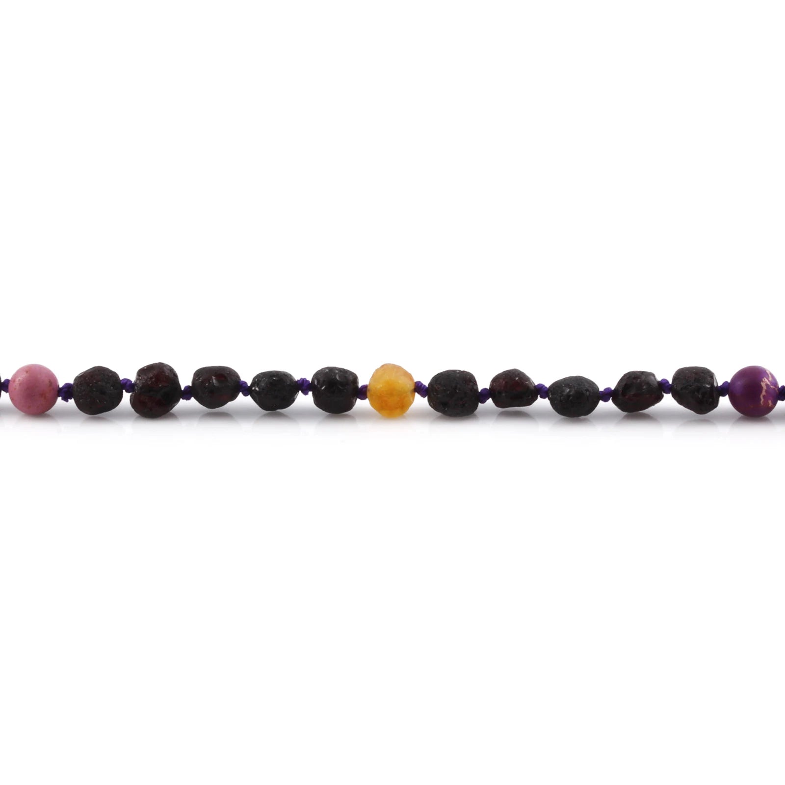 Baltic Amber Teething Necklace with Purple Imperial Jasper. Baroque 6mm - LE484