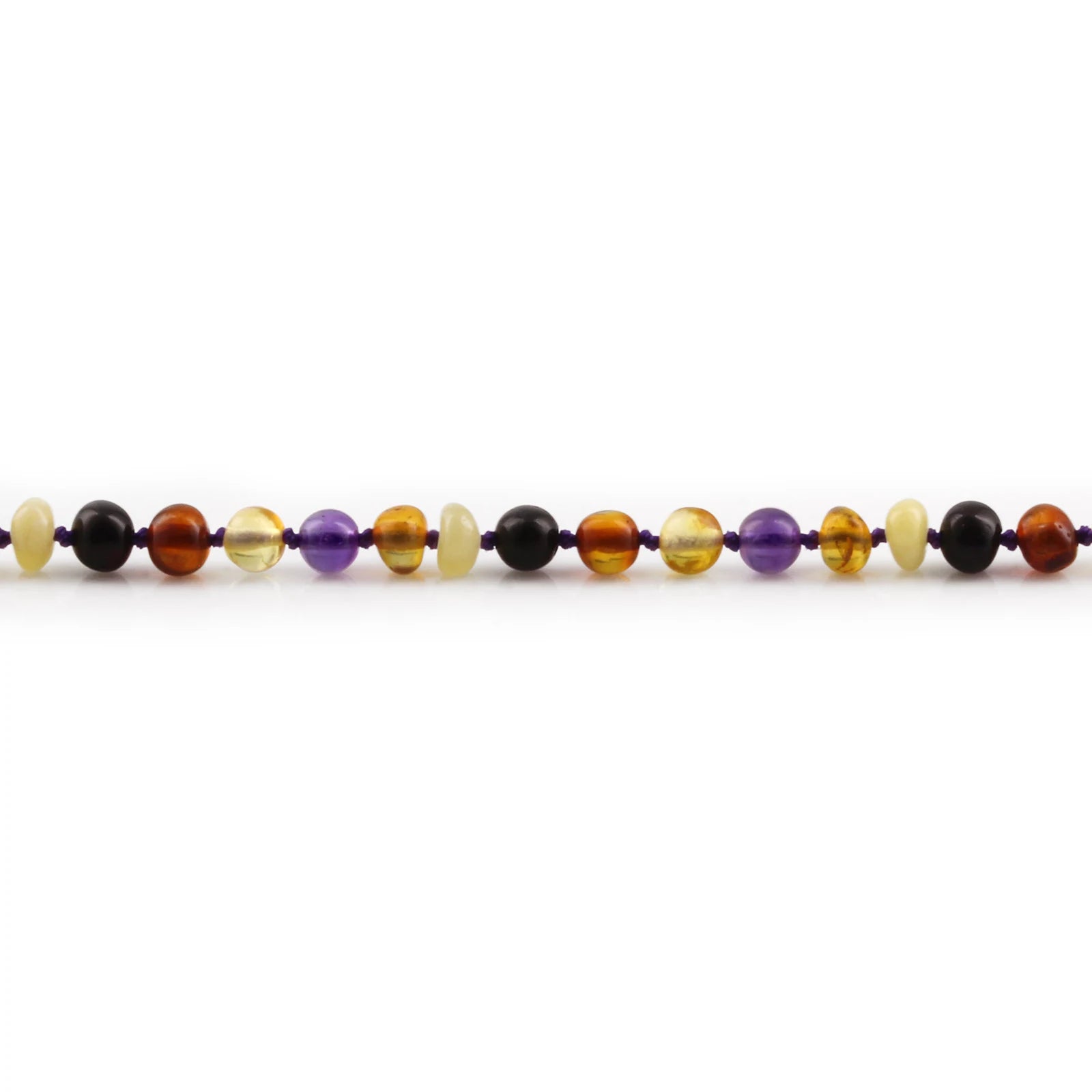 Baltic Amber Teething Necklace with Amethyst. Baroque 4mm - LE515 V2