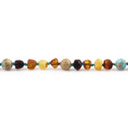 Baltic Amber Teething Necklace with Lake Blue Imperial Jasper. Baroque 5mm - LE471 V2