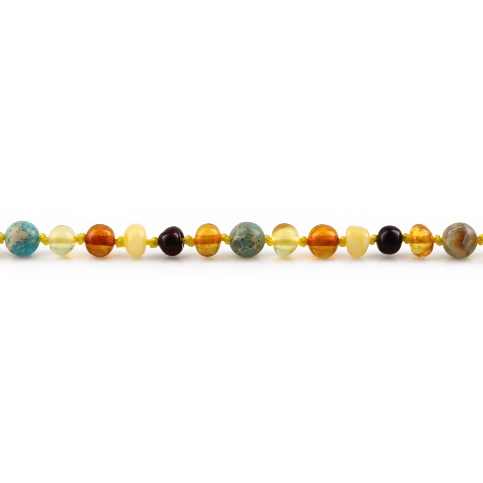 Baltic Amber Teething Necklace with Lake Blue Imperial Jasper. Baroque 5mm - LE474