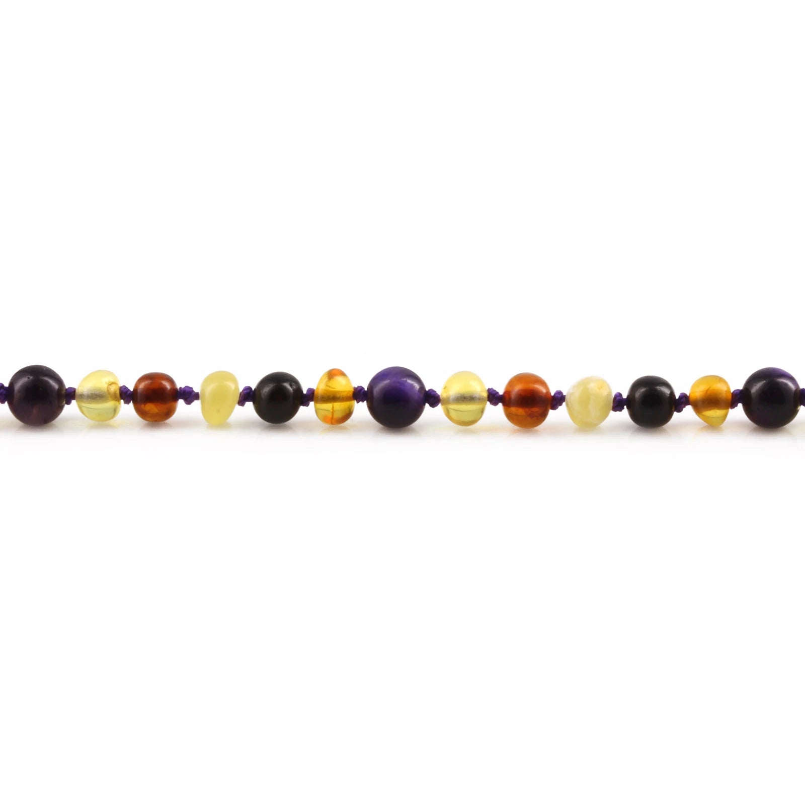 Baltic Amber Teething Necklace with Purple Tiger Eye. Baroque 5mm - LE554