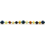 Baltic Amber Teething Necklace with Blue Tiger Eye. Baroque 5mm - LE463 V2