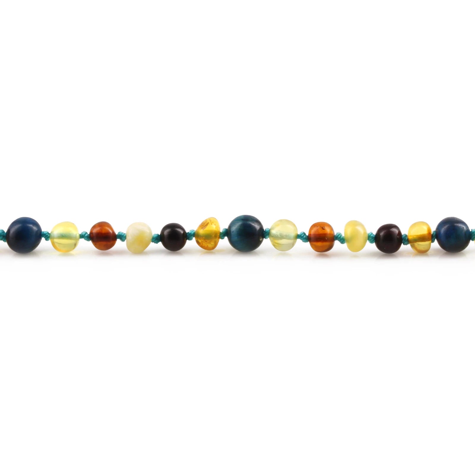 Baltic Amber Teething Necklace with Blue Tiger Eye. Baroque 5mm - LE463 V2