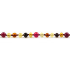 Baltic Amber Teething Bracelet with Pink Lace Agate. Baroque 5mm - LE458