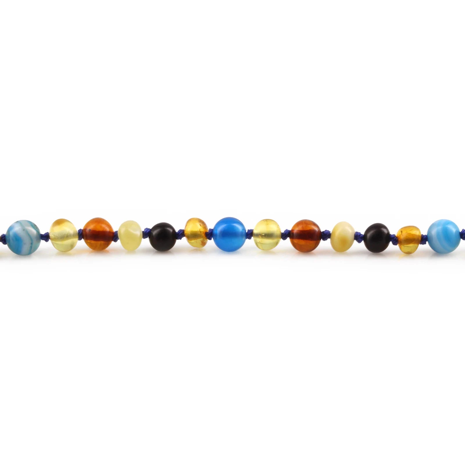 Baltic Amber Teething Necklace with Blue Lace Agate. Baroque 5mm - LE464 V3