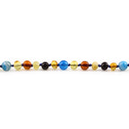 Baltic Amber Teething Bracelet with Blue Lace Agate. Baroque 4mm - LE464 V2