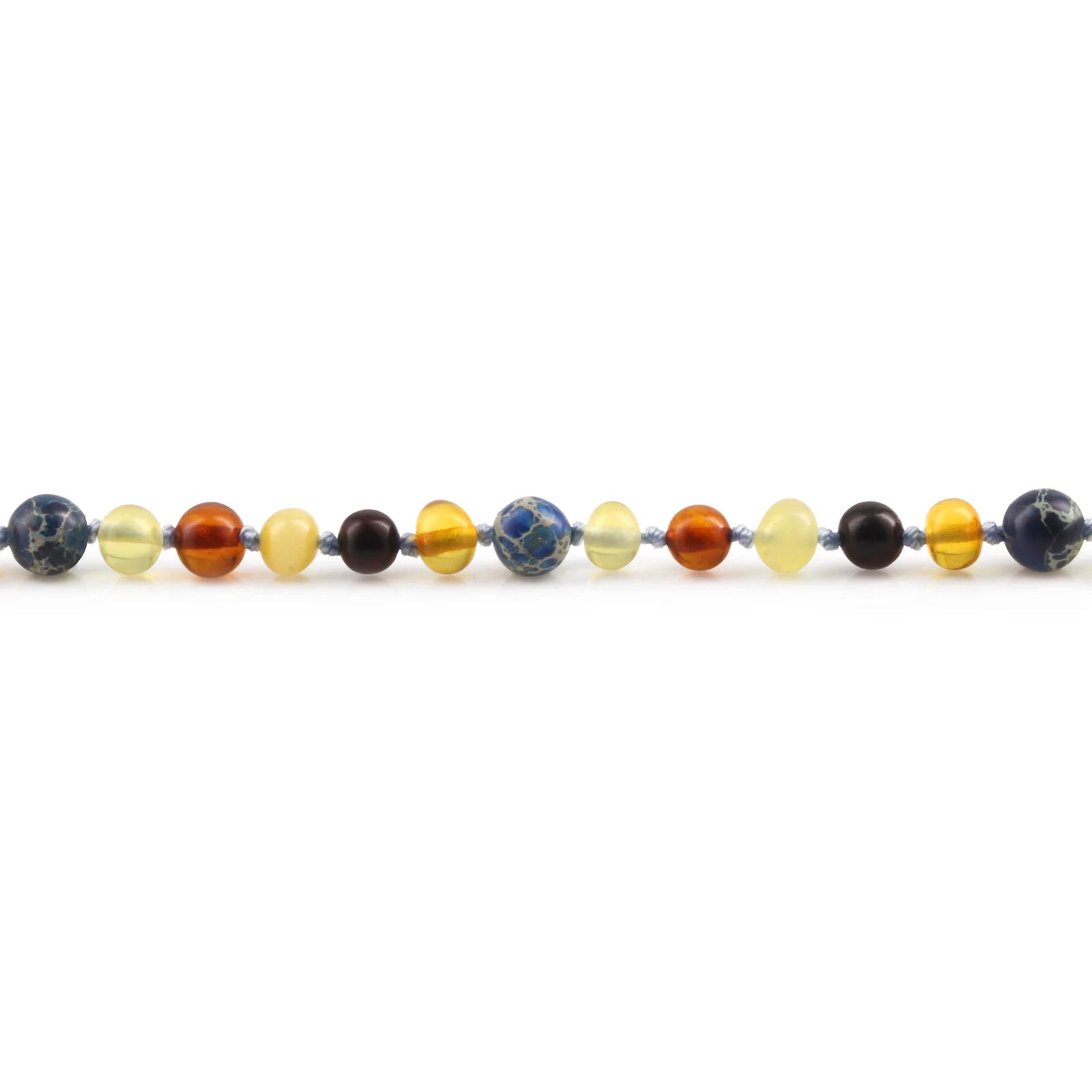 Baltic Amber Teething Necklace with Deep Blue Imperial Jasper. Baroque 5mm - LE555