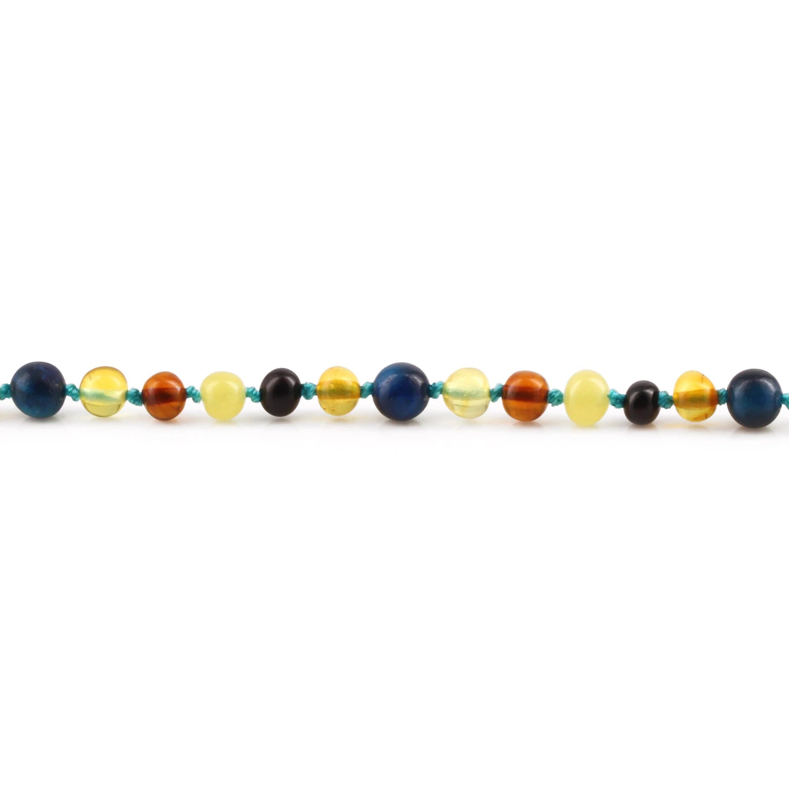 Natural Baltic Amber Junior Necklace with Blue Tiger Eye. Baroque 5mm - JN93