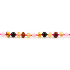 Baltic Amber Teething Necklace with Rose Quartz. Baroque 4mm - LE459-S
