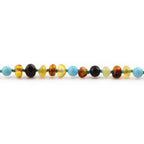 Baltic Amber Teething Bracelet with Turquoise. Baroque 4mm - LE465-S