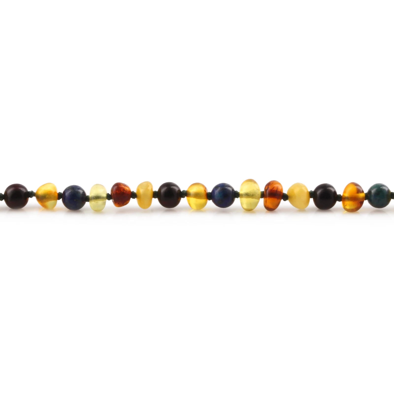 Baltic Amber Teething Necklace with Azurite. Baroque 4mm - LE467 V2