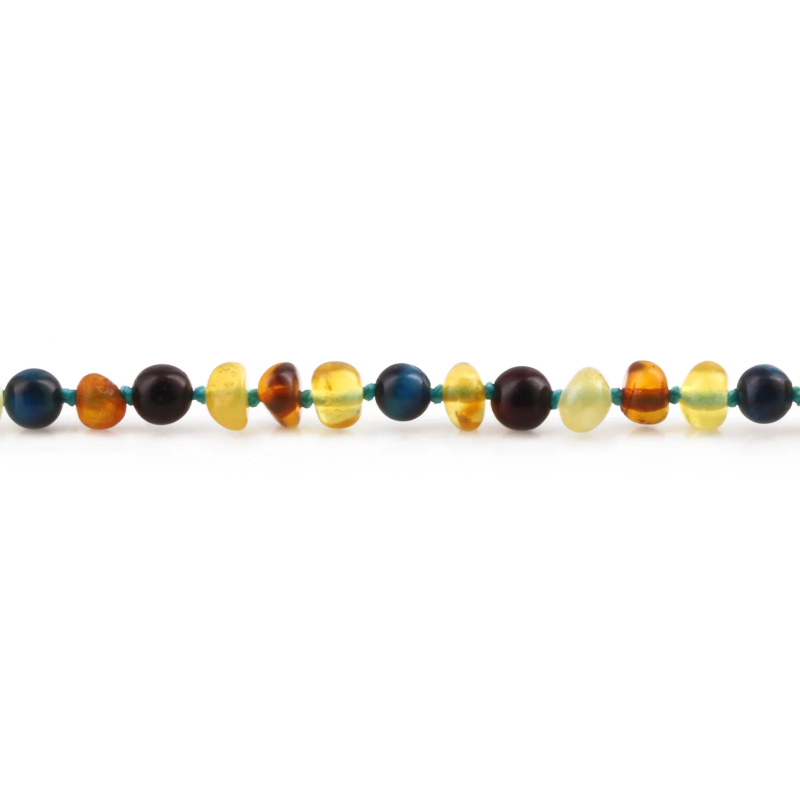 Baltic Amber Teething Necklace with Blue Tiger Eye. Baroque 4mm - LE463 V2-S