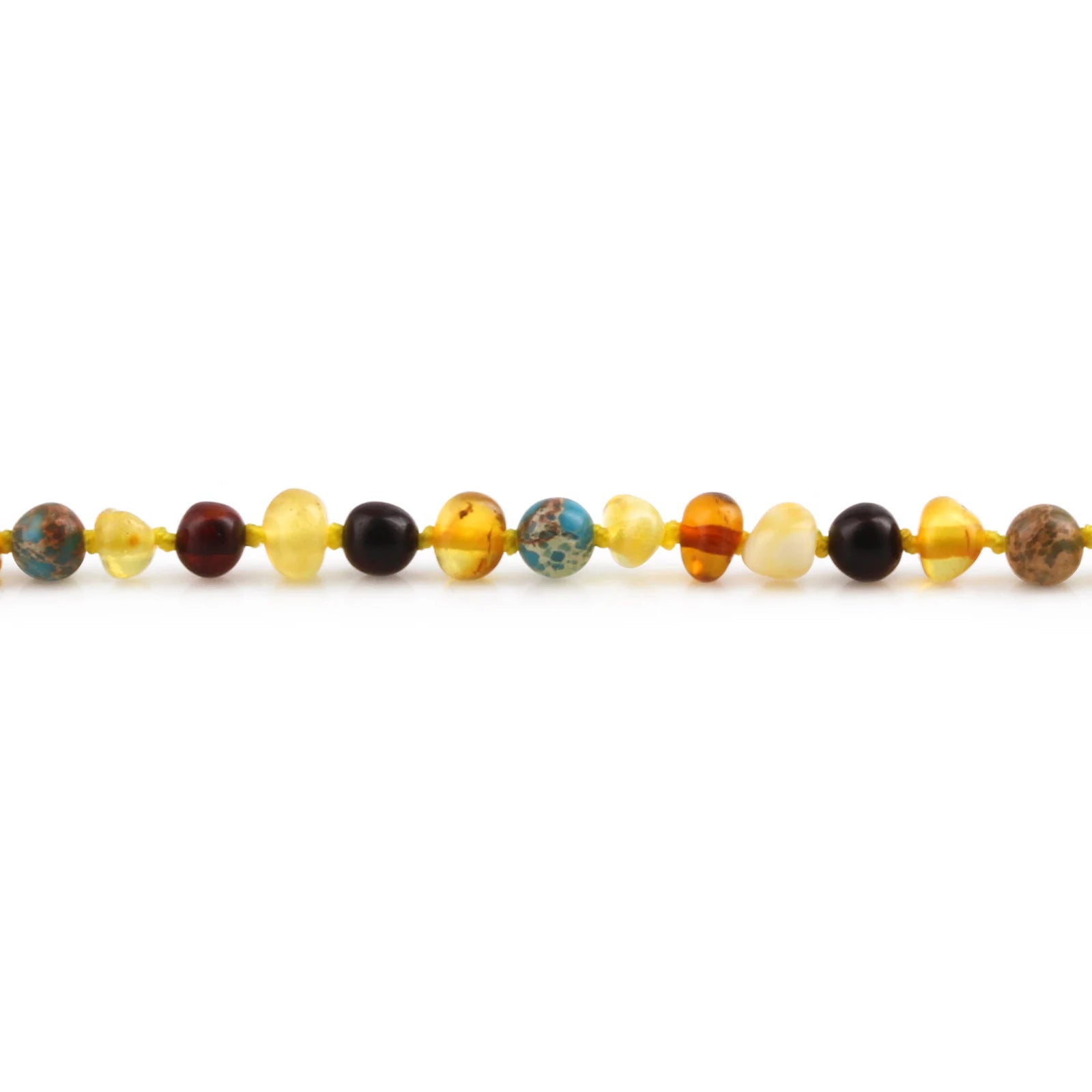 Baltic Amber Teething Necklace with Lake Blue Imperial Jasper. Baroque 4mm - LE474-S