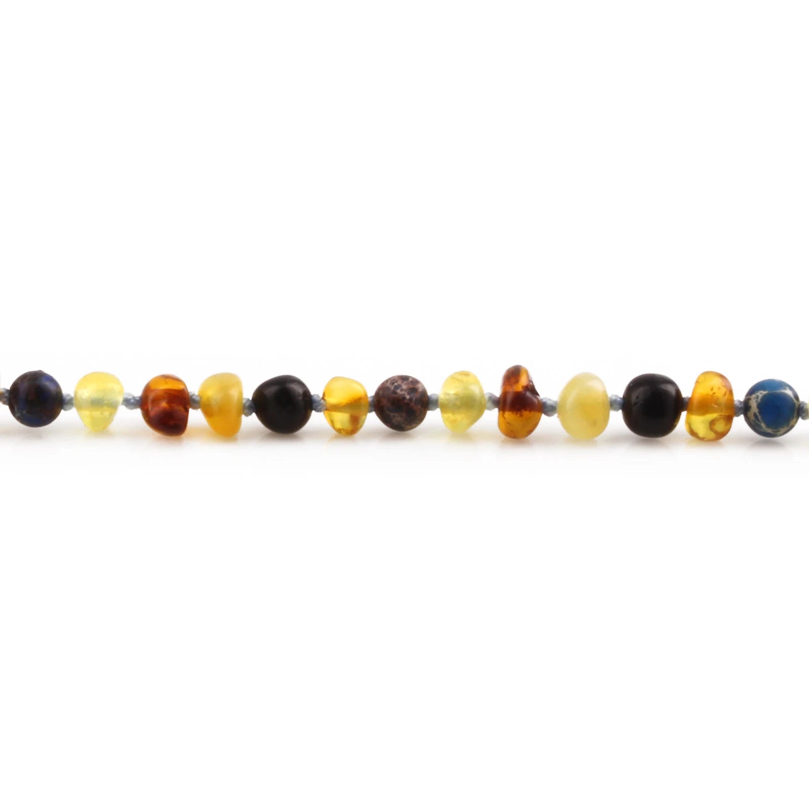 Baltic Amber Teething Necklace with Deep Blue Imperial Jasper. Baroque 4mm - LE555-S