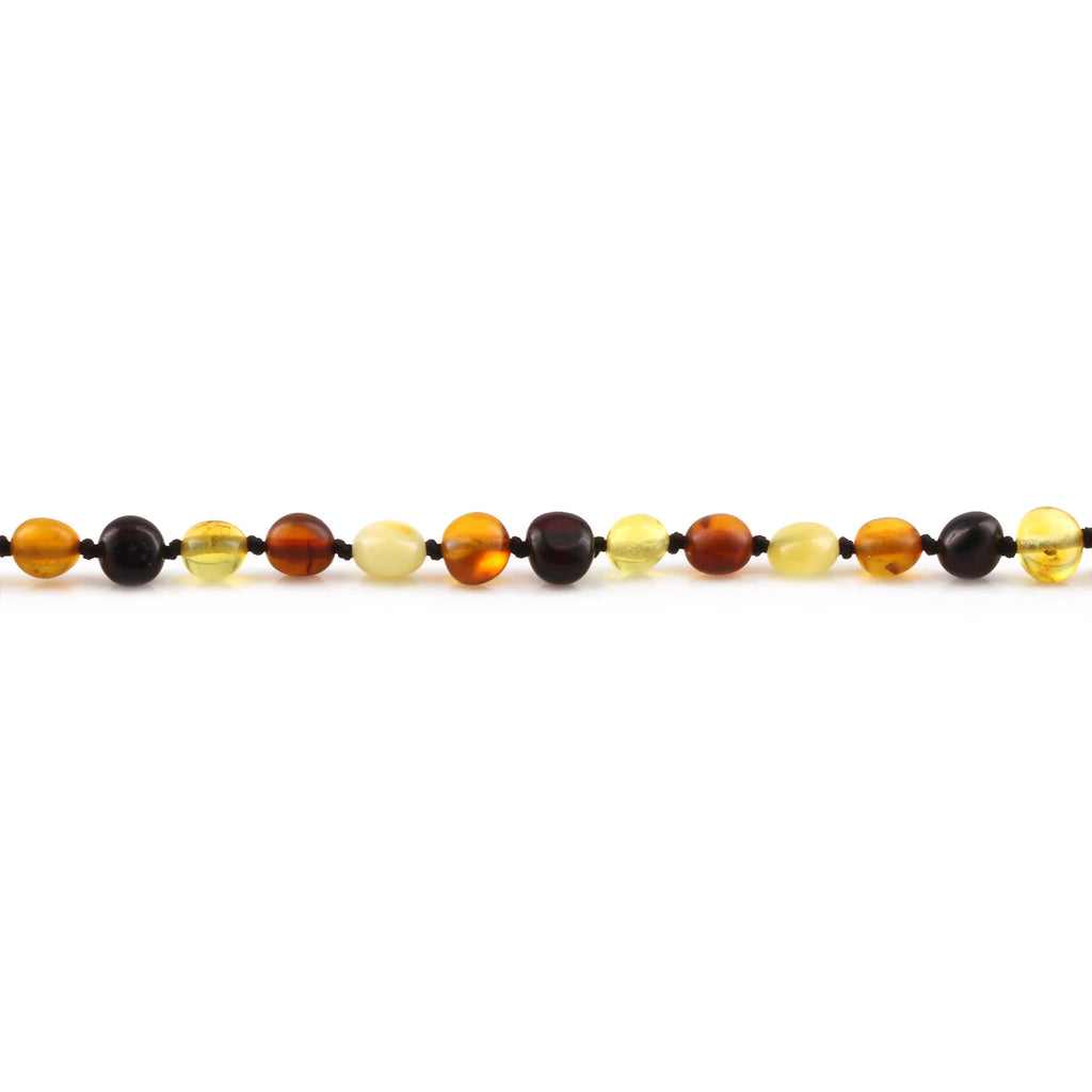 Baltic Amber Teething Bracelet. Side Drill Multicolour 6mm - XS64M2