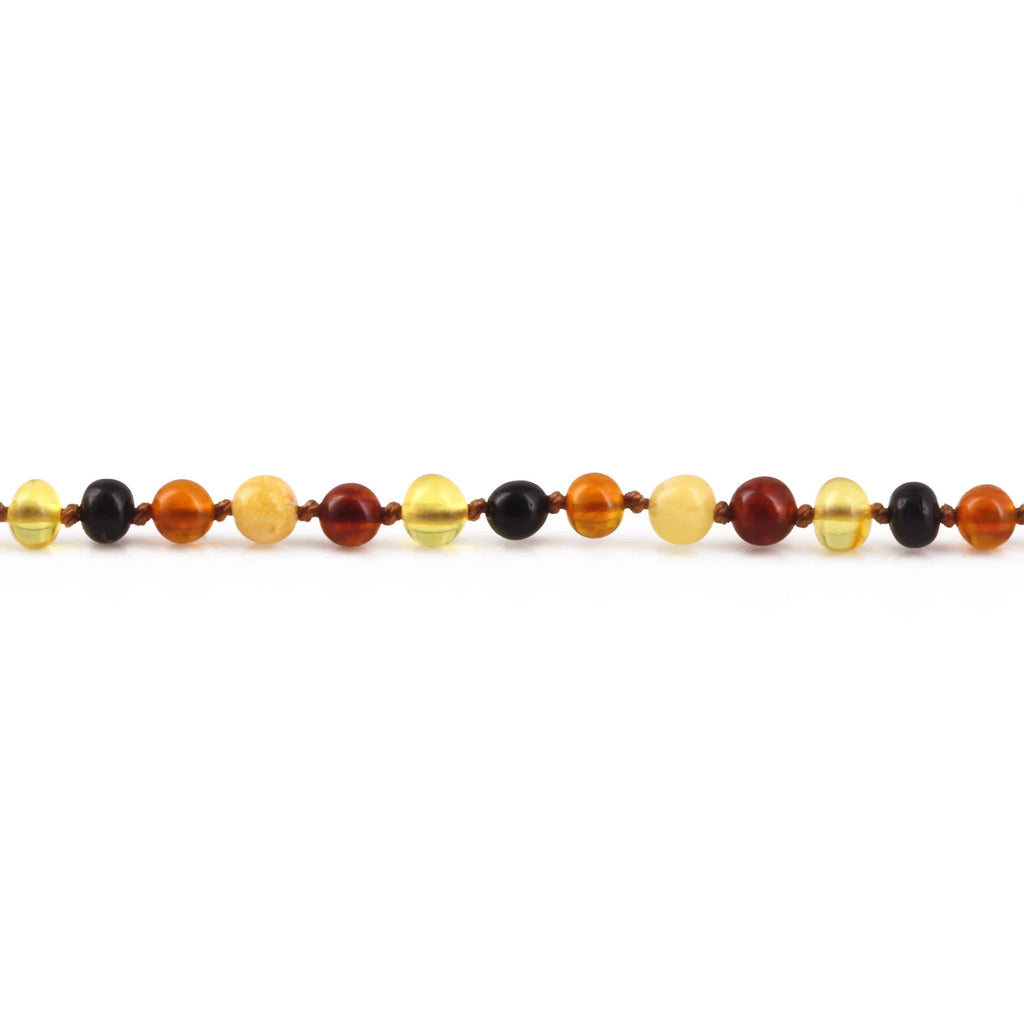 Baltic Amber Teething Necklace. Baroque Multicolour 5mm - XB54M