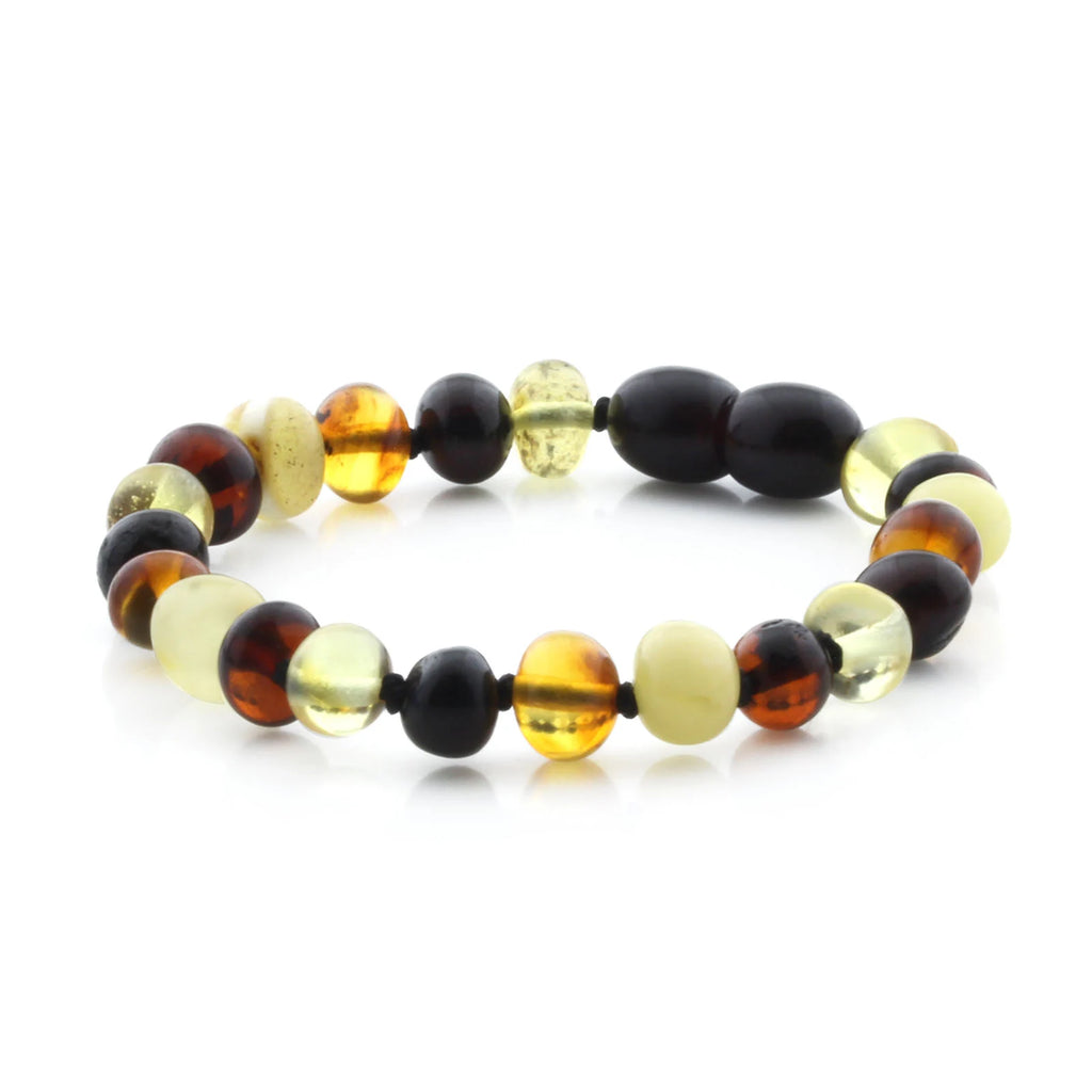 Baltic Amber Teething Bracelet. Baroque Multicolour 5mm - BA81