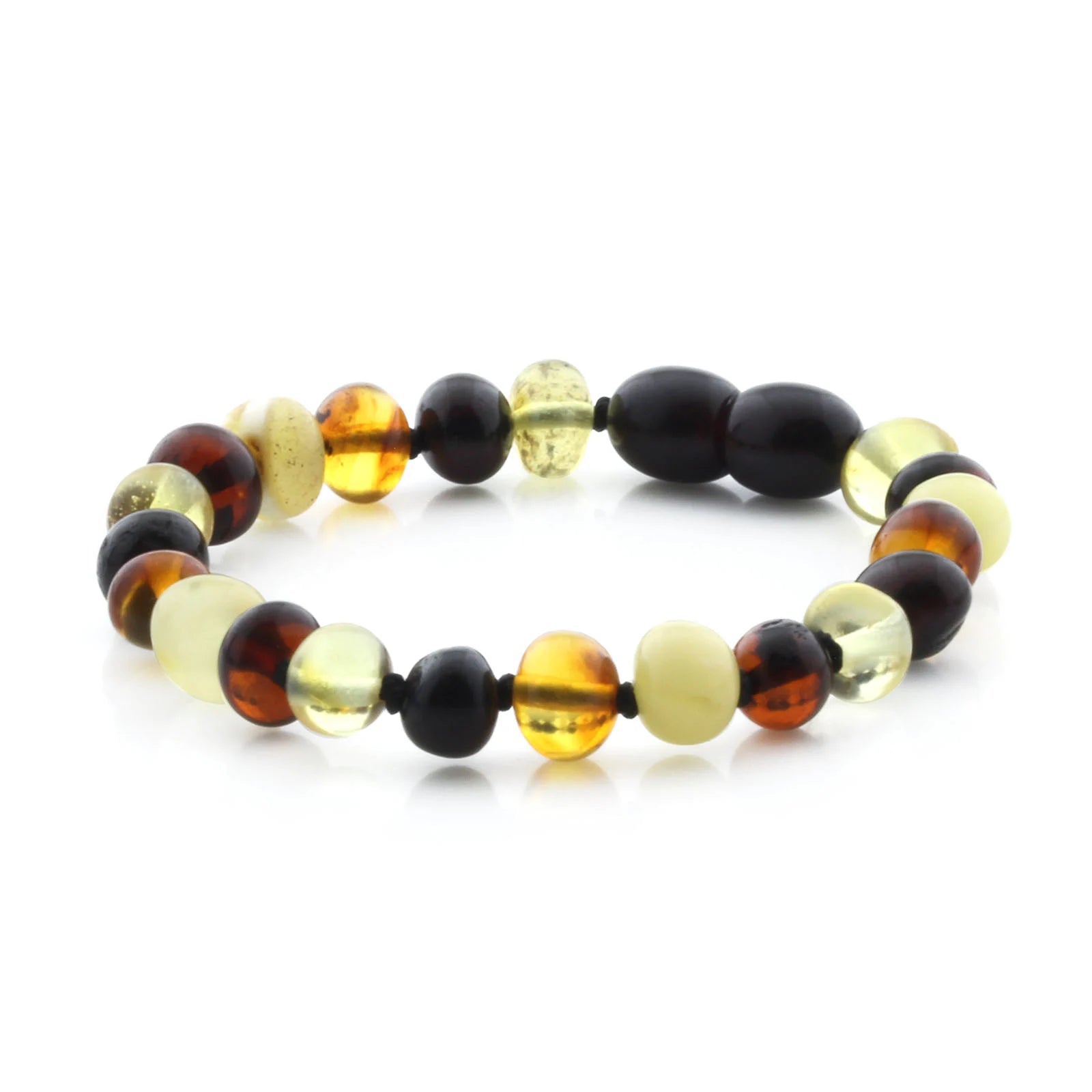Baltic Amber Teething Bracelet. Baroque Multicolour 5mm - BA81