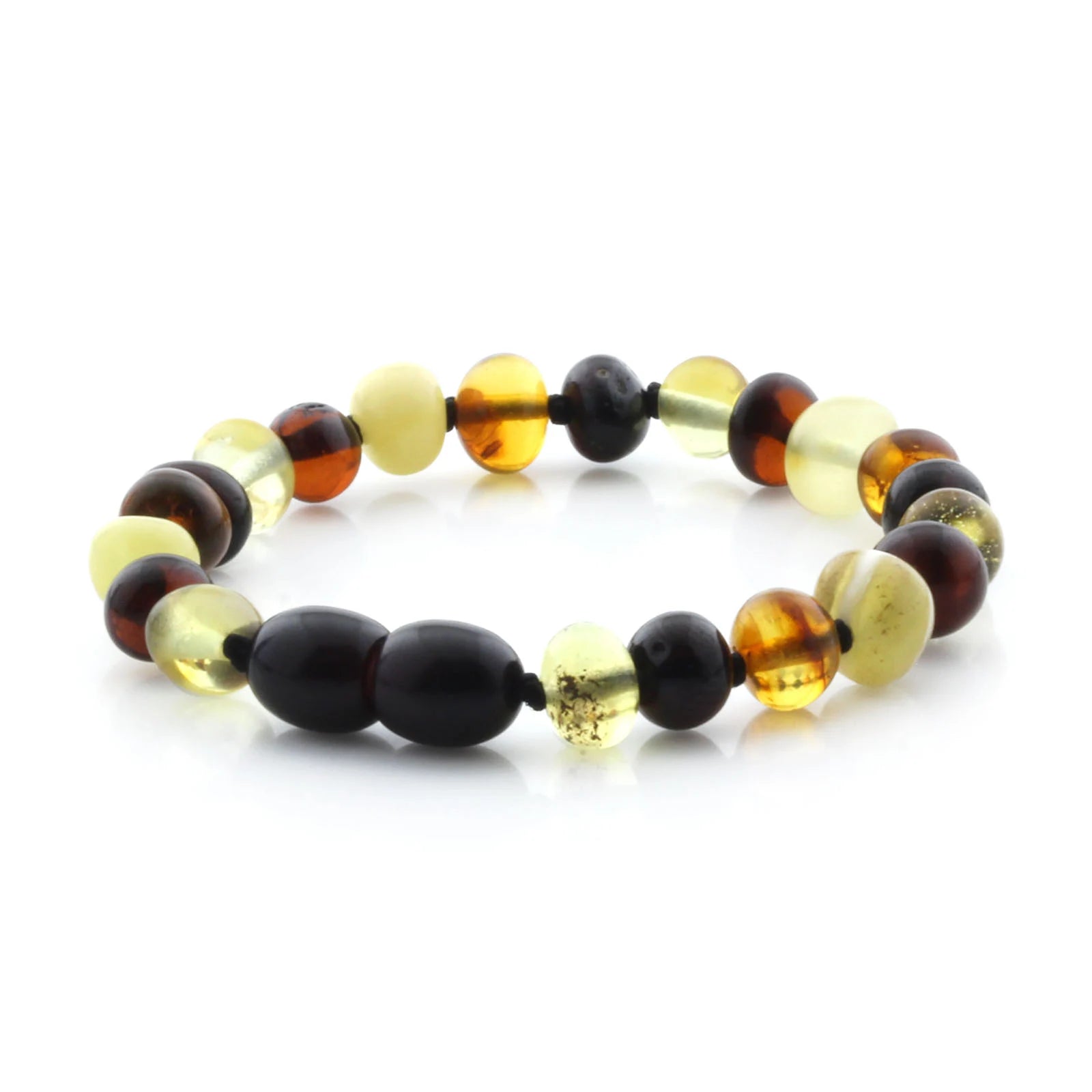 Baltic Amber Teething Bracelet. Baroque Multicolour 5mm - BA81