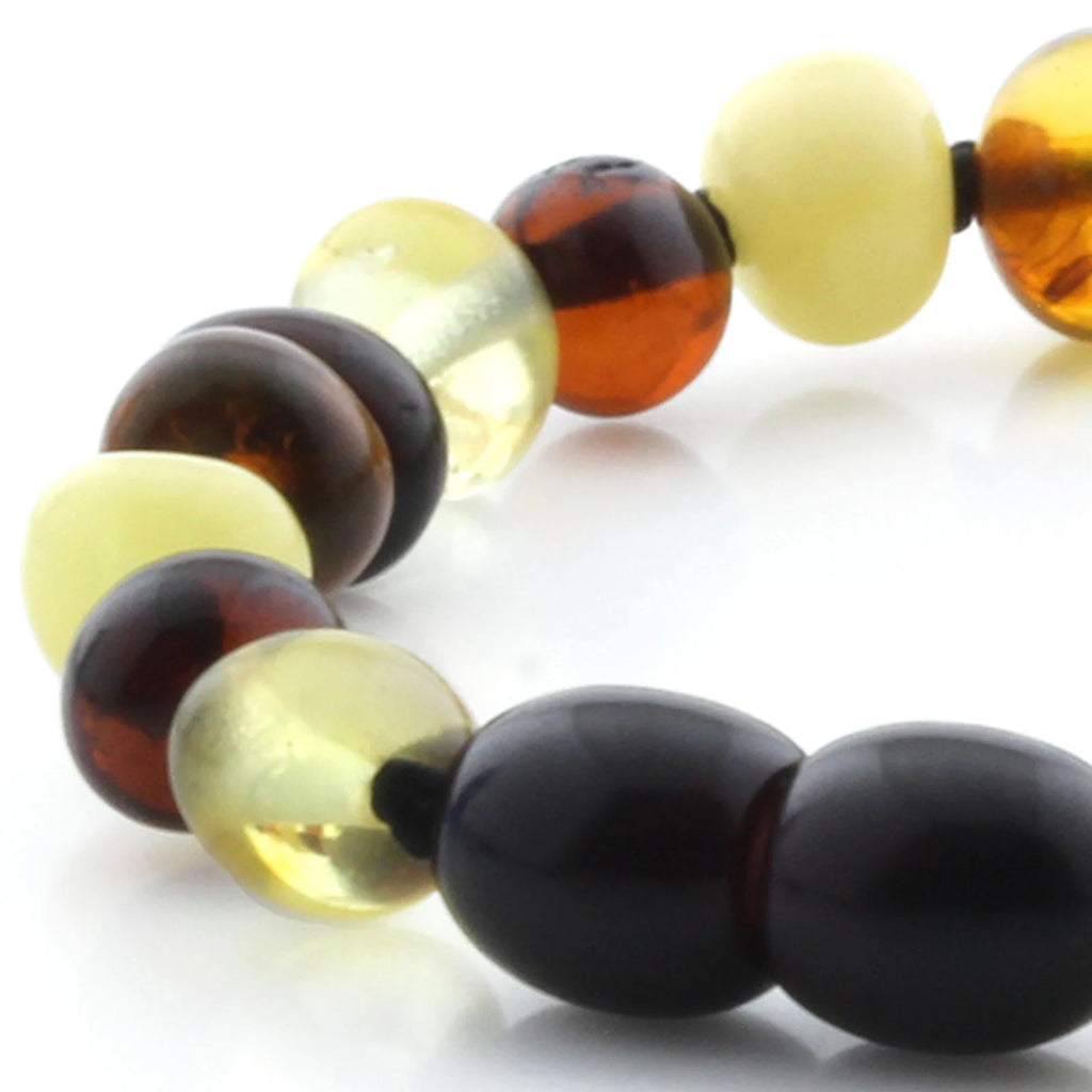 Baltic Amber Teething Bracelet. Baroque Multicolour 5mm - BA81