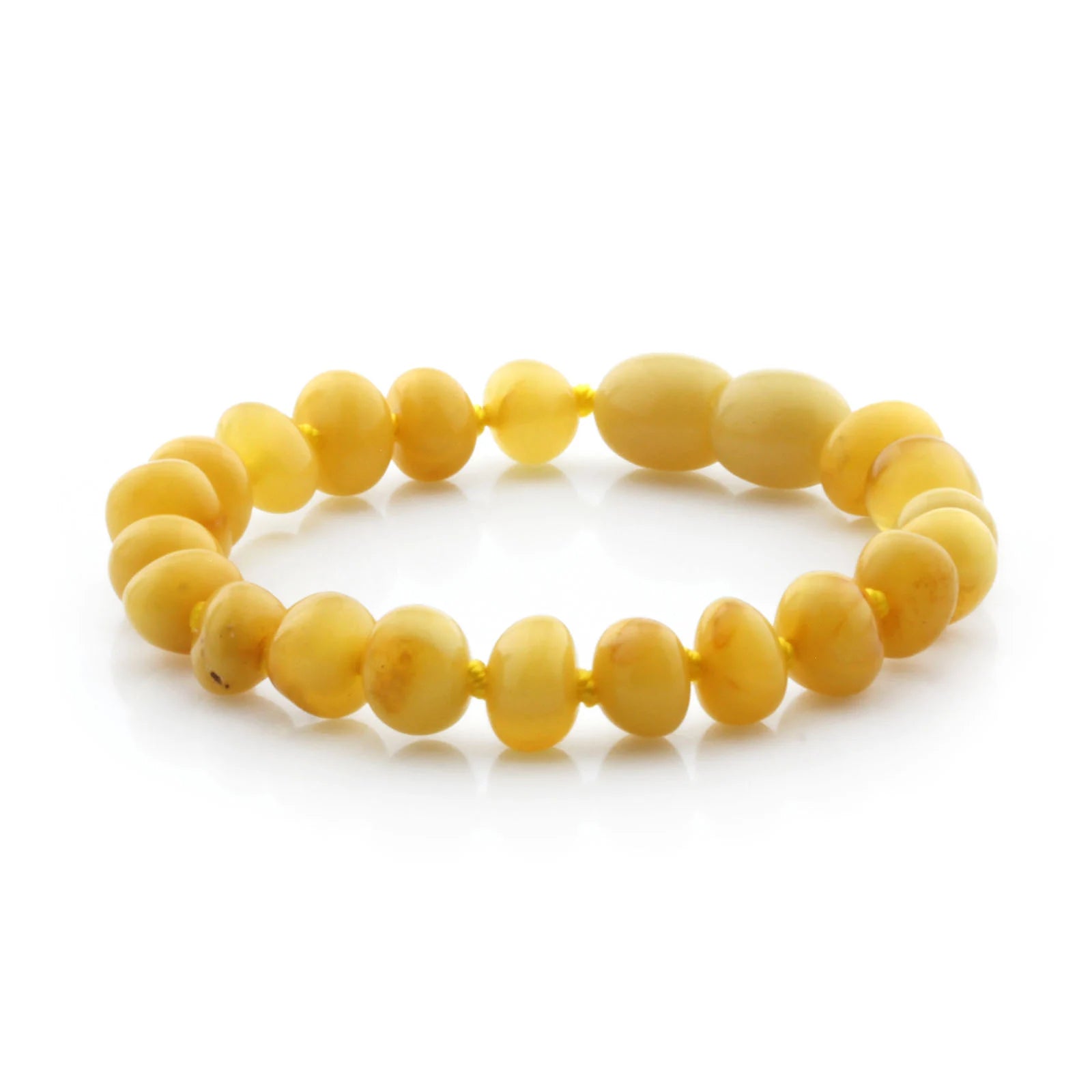 Baltic Amber Teething Bracelet. Baroque Milky Orange 5mm - BA78