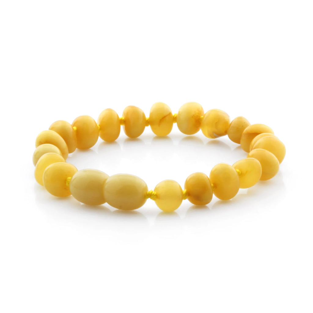 Baltic Amber Teething Bracelet. Baroque Milky Orange 5mm - BA78