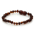 Baltic Amber Teething Bracelet. Baroque Dark Cognac 4mm - BA111