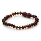 Baltic Amber Teething Bracelet. Baroque Dark Cognac 4mm - BA111