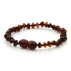 Baltic Amber Teething Bracelet. Baroque Dark Cognac 4mm - BA111