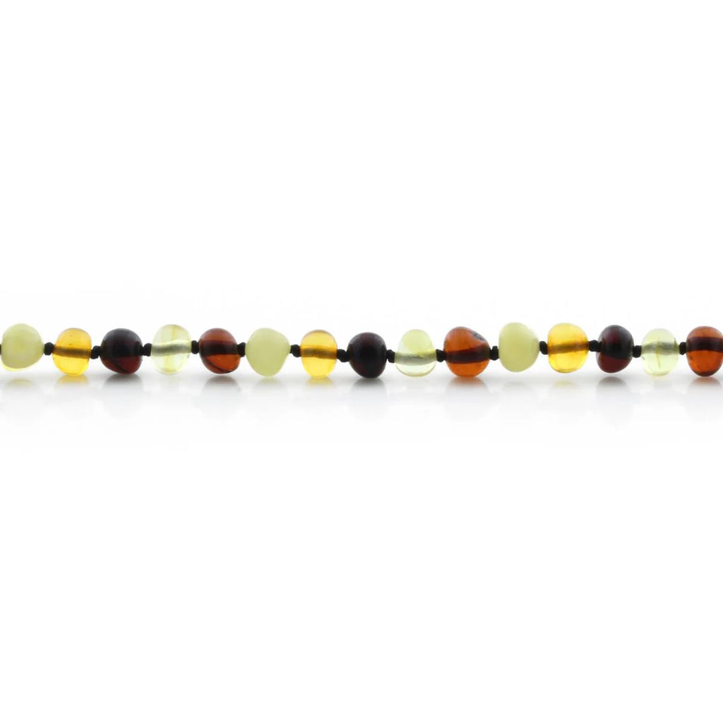 Baltic Amber Teething Necklace. Baroque Multicolour 6mm - BA18