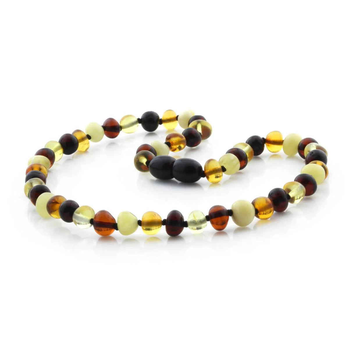 Baltic Amber Teething Necklace. Baroque Multicolour 6mm - BA18