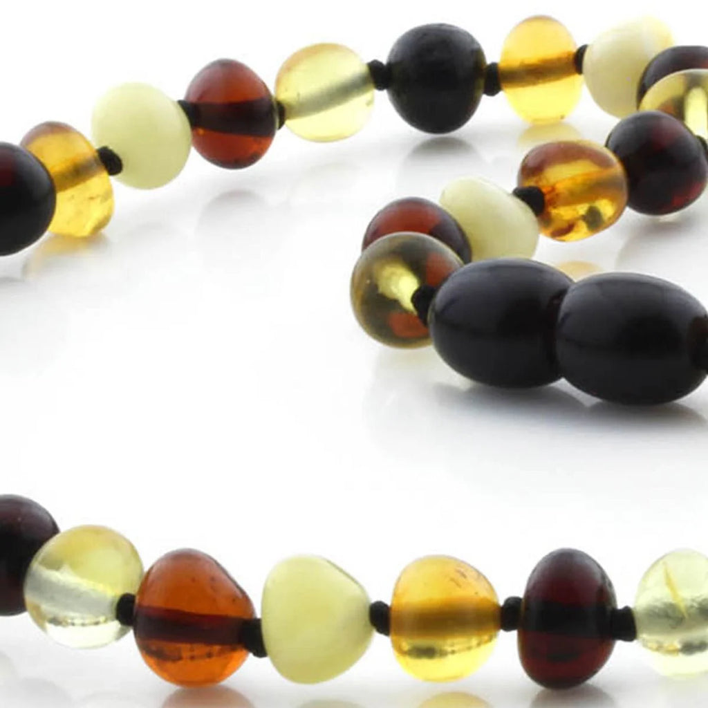 Baltic Amber Teething Necklace. Baroque Multicolour 6mm - BA18