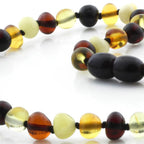 Baltic Amber Teething Necklace. Baroque Multicolour 6mm - BA18