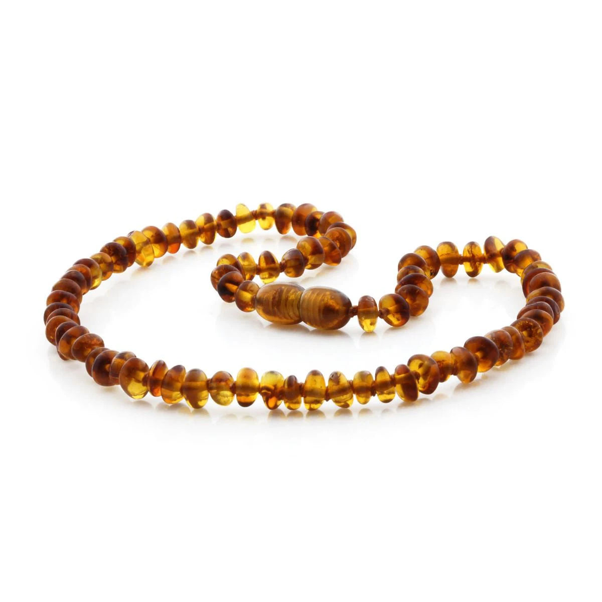 Baltic Amber Teething Necklace. Roundel Cognac 5mm - RO6