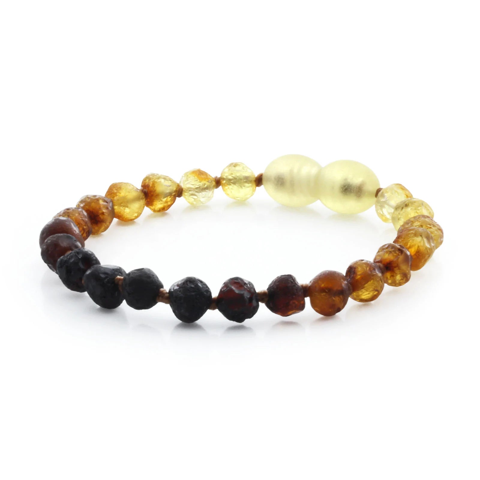Baltic Amber Teething Bracelet. Baroque Rainbow 5mm - BA156