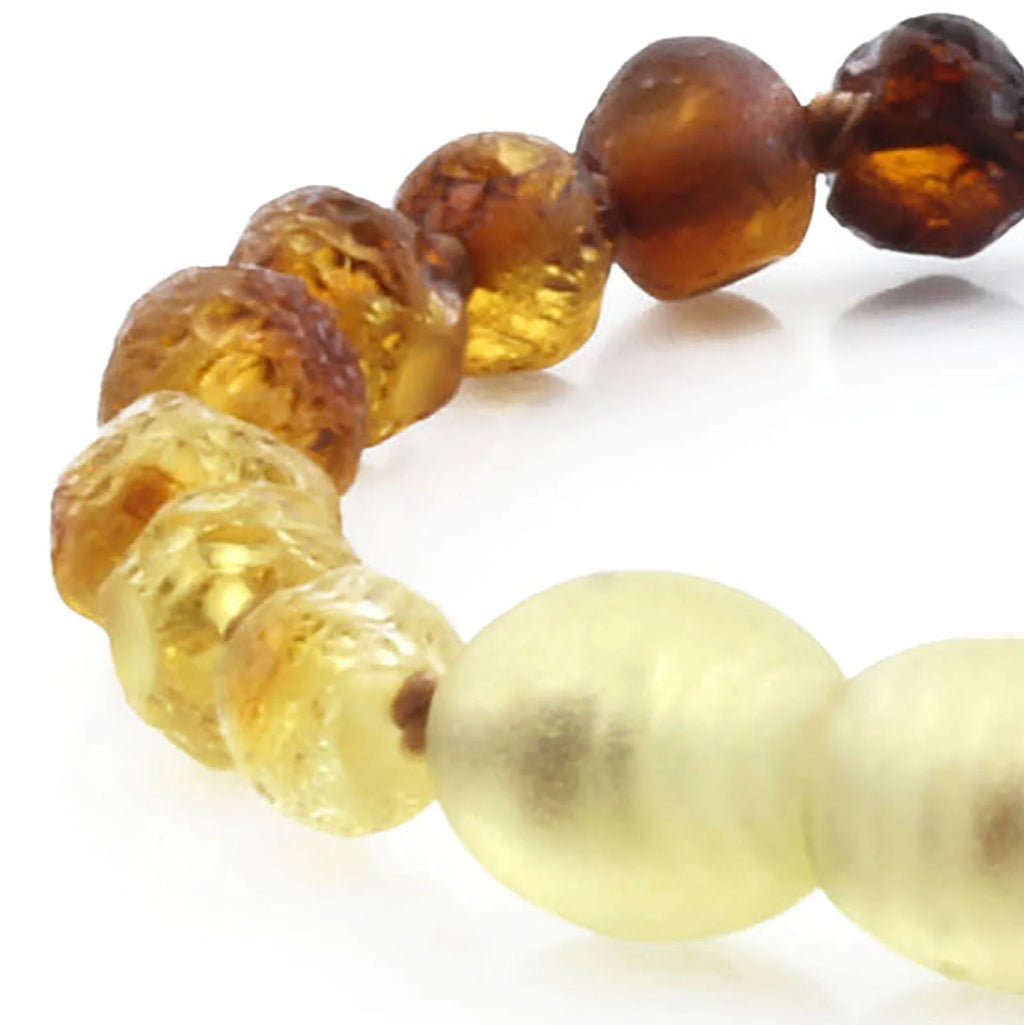 Baltic Amber Teething Bracelet. Baroque Rainbow 5mm - BA156