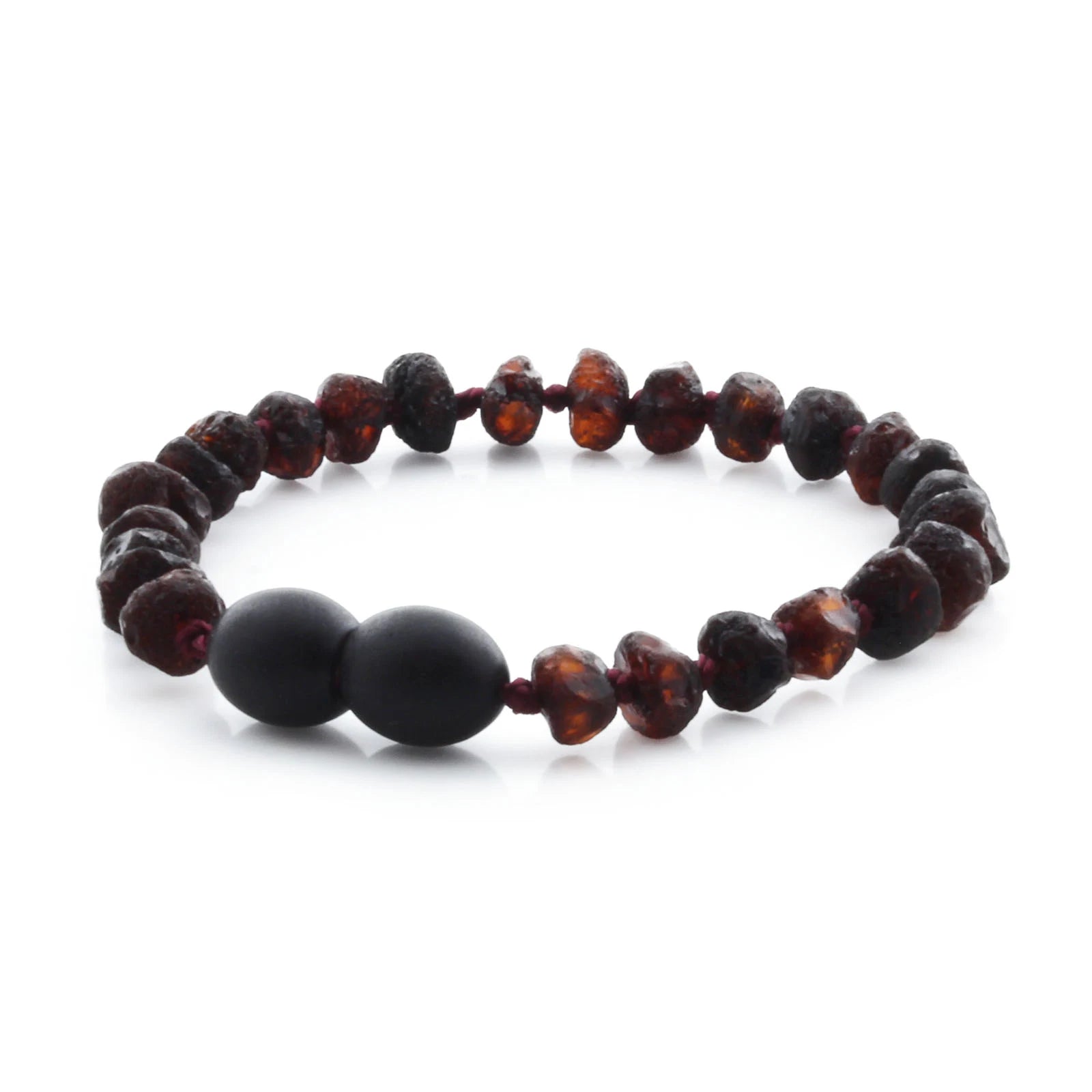 Baltic Amber Teething Bracelet. Roundel Dark Cognac 5mm - RO39