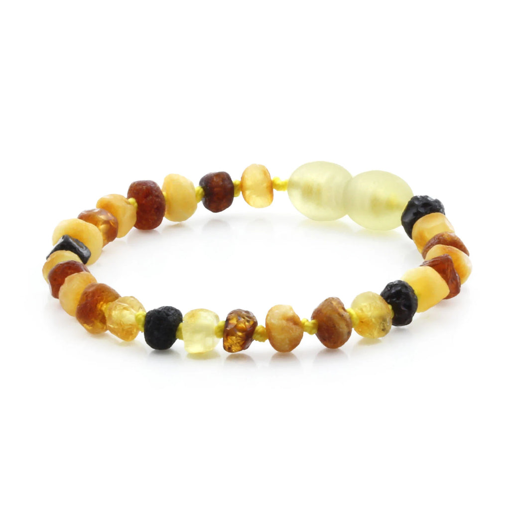 Baltic Amber Teething Bracelet. Roundel Multicolour 5mm - RO43