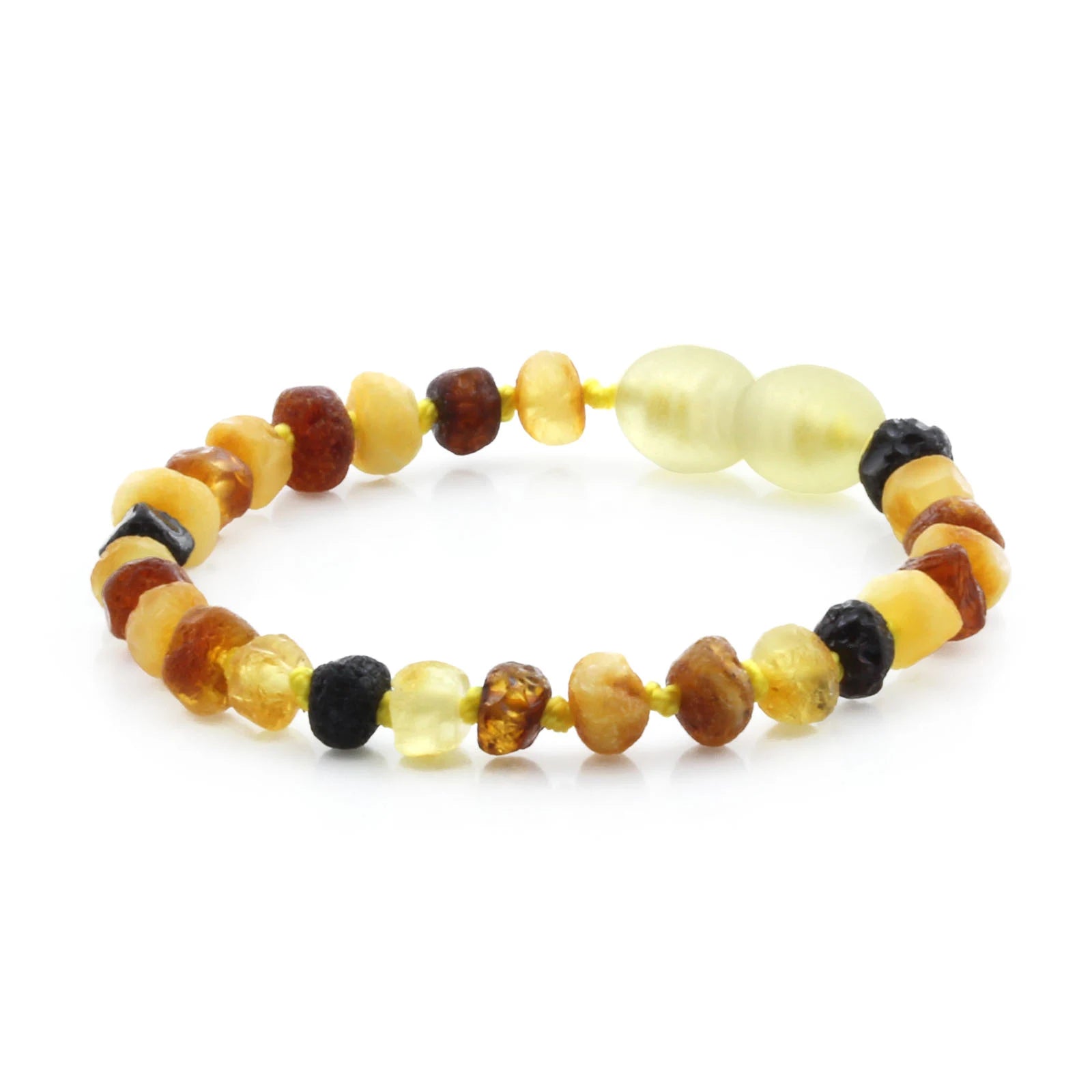 Baltic Amber Teething Bracelet. Roundel Multicolour 5mm - RO43