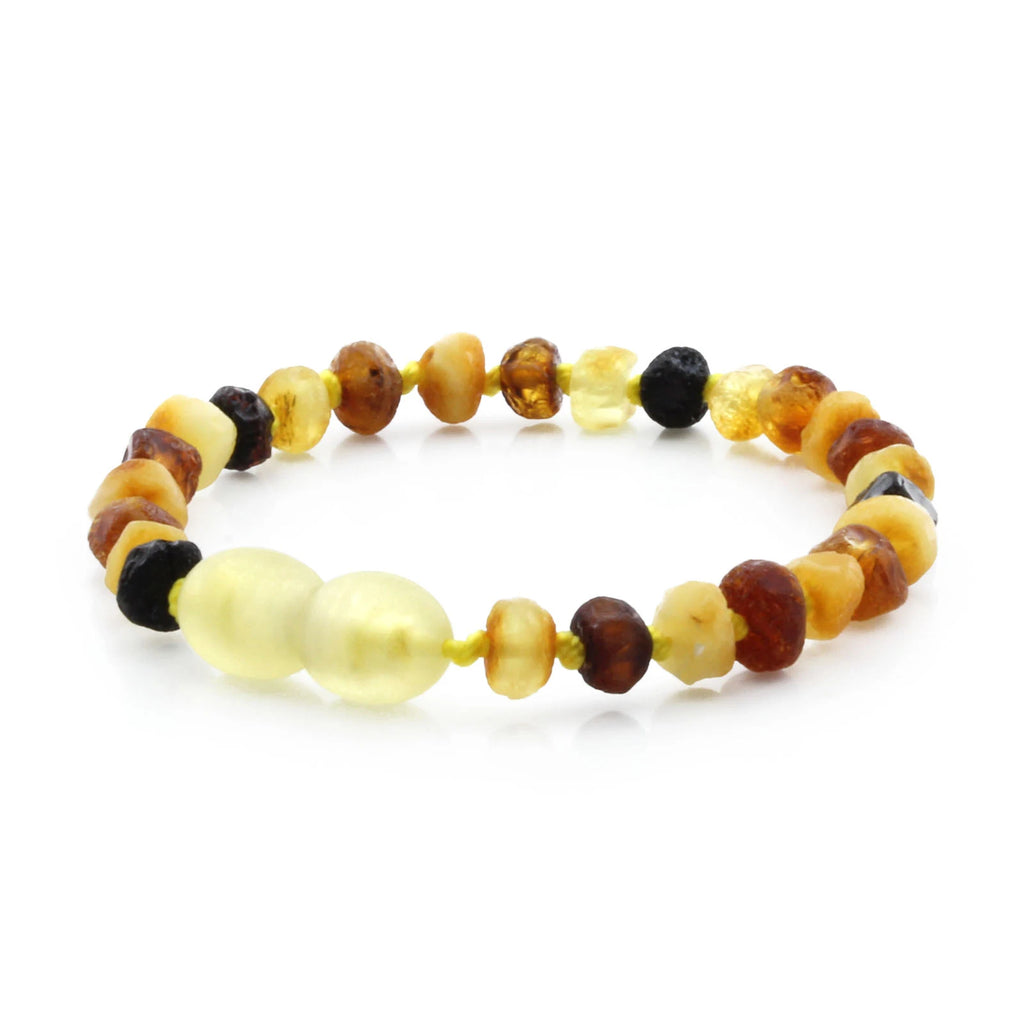 Baltic Amber Teething Bracelet. Roundel Multicolour 5mm - RO43