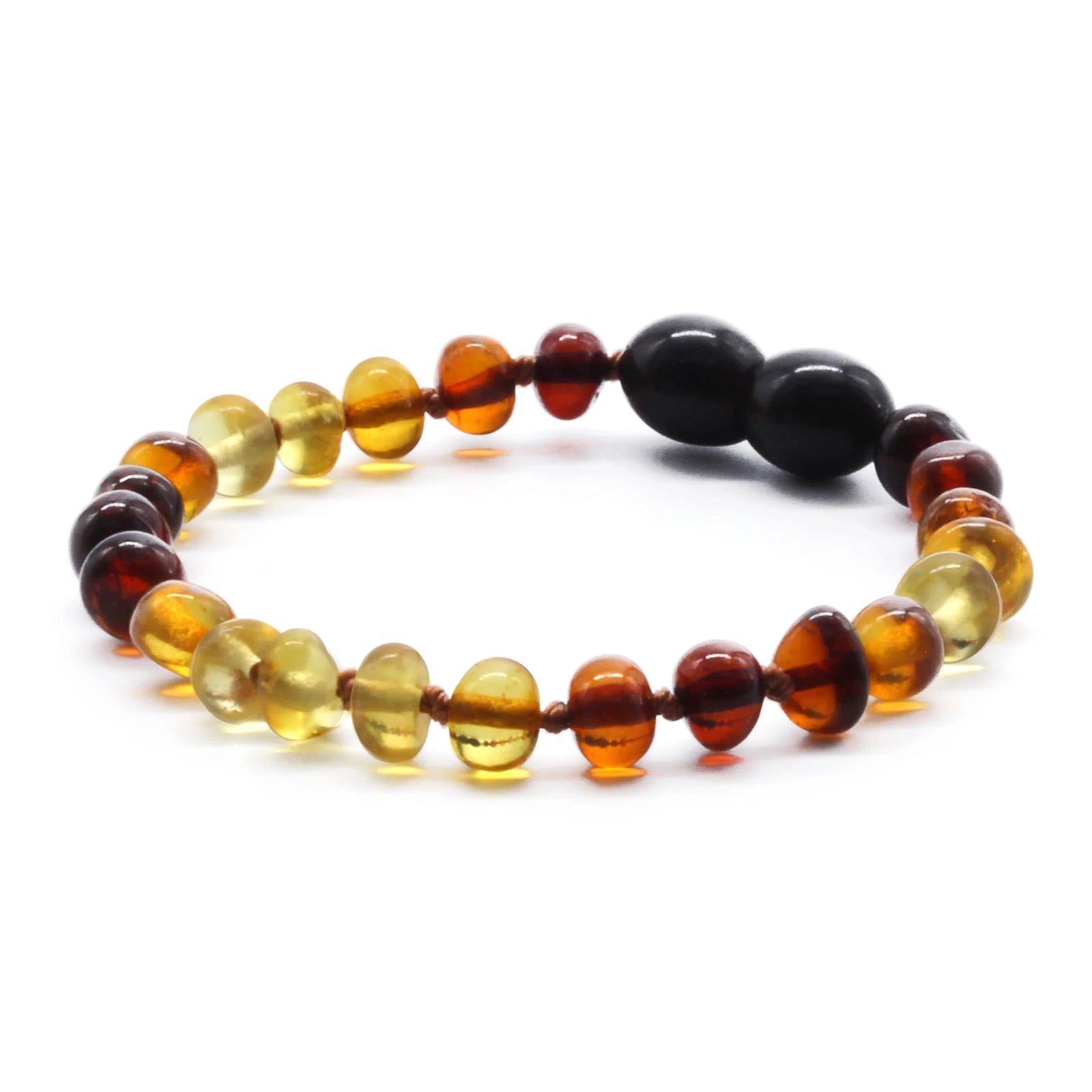 Baltic Amber Teething Bracelet. Baroque Rainbow 5mm - BA74