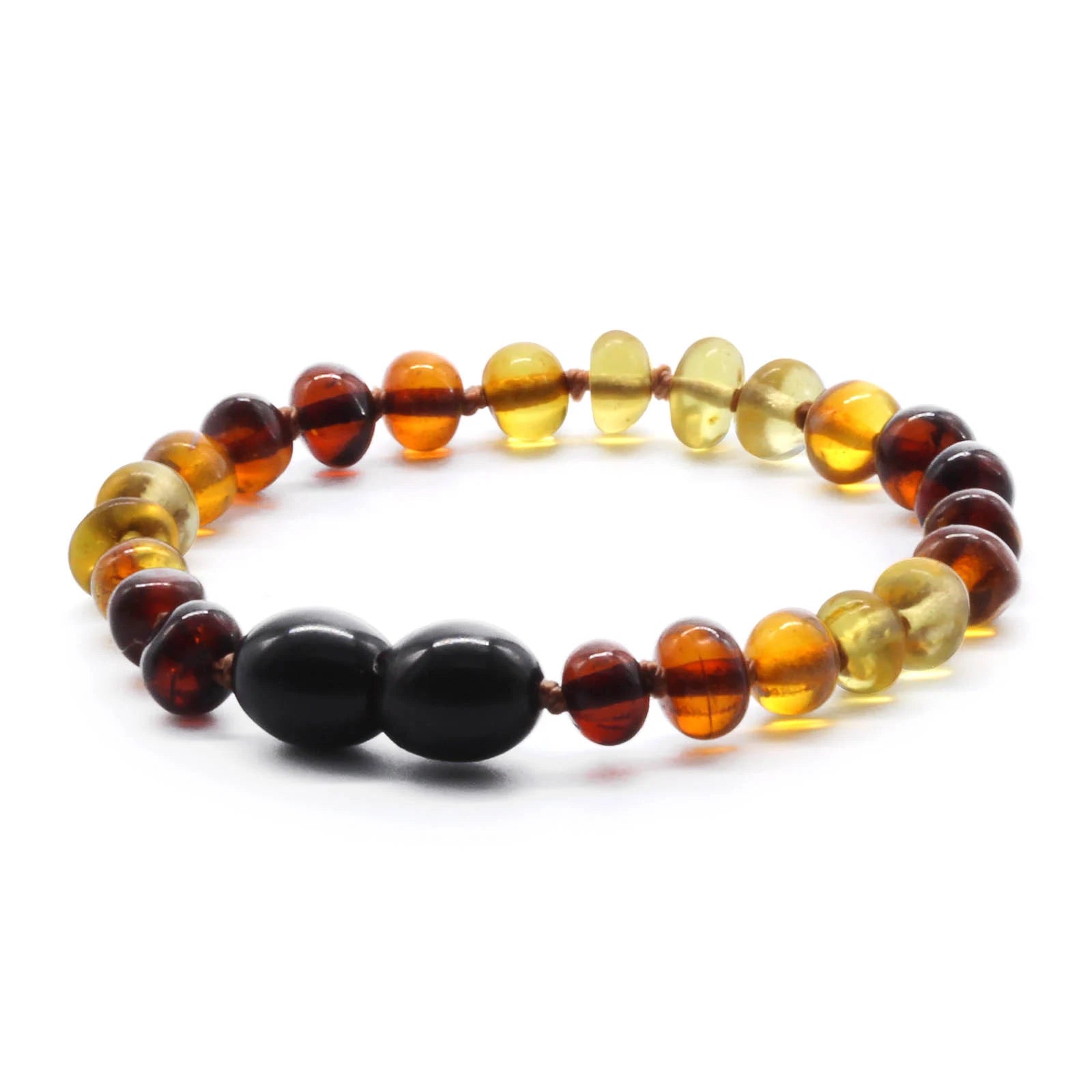 Baltic Amber Teething Bracelet. Baroque Rainbow 5mm - BA74